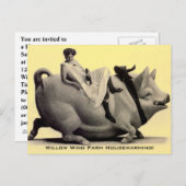 郵便はがきのヴィンテージの農場牧場おもしろいの引っ越し祝いパーティーのPC インビテーションポストカード (正面/裏面)