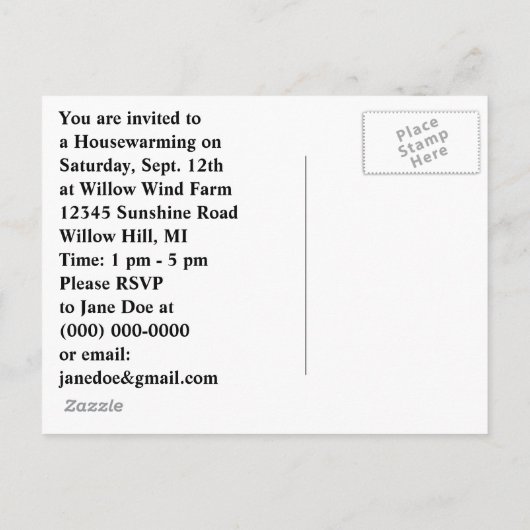 郵便はがきのヴィンテージの農場牧場おもしろいの引っ越し祝いパーティーのPC インビテーションポストカード (裏面)