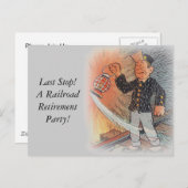 郵便はがきのヴィンテージの鉄道退職パーティーの場所 インビテーションポストカード (正面/裏面)