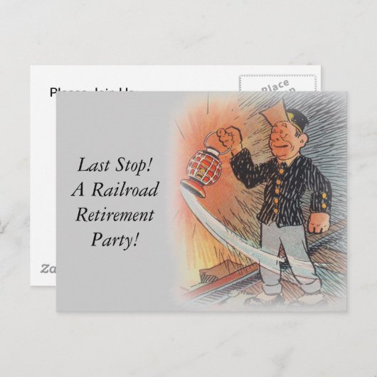 郵便はがきのヴィンテージの鉄道退職パーティーの場所 インビテーションポストカード (正面/裏面)