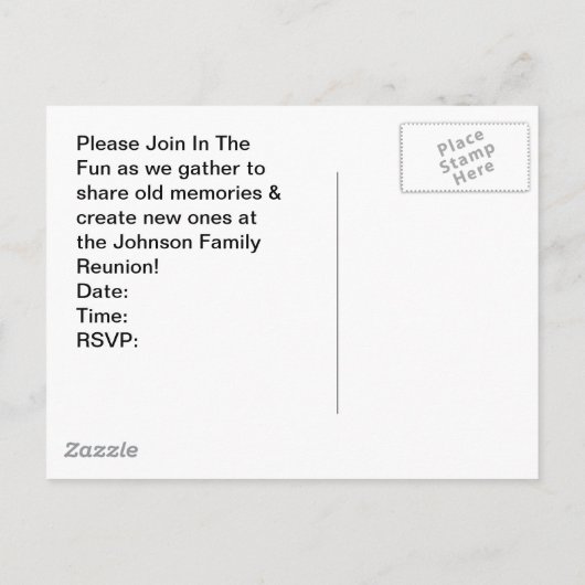 郵便はがきのヴィンテージレトロ家族のRenuionの発表 案内ポストカード (裏面)