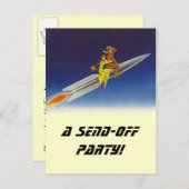 郵便はがきのヴィンテージロケットはパーティの招待状を送ります インビテーションポストカード (正面/裏面)