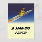 郵便はがきのヴィンテージロケットはパーティの招待状を送ります インビテーションポストカード (正面)