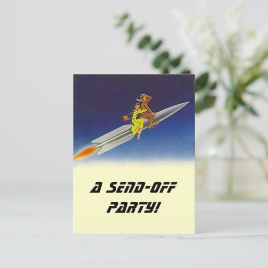 郵便はがきのヴィンテージロケットはパーティの招待状を送ります インビテーションポストカード (スタンド正面)