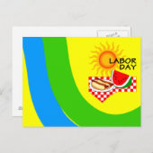 郵便はがきの労働者の日のお祝いのピクニック招待状のPC インビテーションポストカード (正面/裏面)