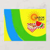 郵便はがきの労働者の日のお祝いのピクニック招待状のPC インビテーションポストカード (正面)