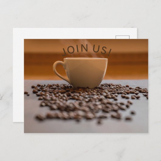 郵便はがきの招待状-コーヒー-私達を結合して下さい インビテーションポストカード (正面/裏面)
