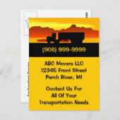 郵便はがきの移動トラックの引越し業者の輸送ビジネスPC ポストカード (正面/裏面)