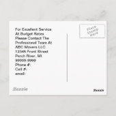 郵便はがきの移動トラックの引越し業者の輸送ビジネスPC ポストカード (裏面)