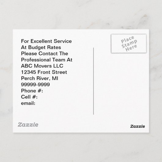 郵便はがきの移動トラックの引越し業者の輸送ビジネスPC ポストカード (裏面)
