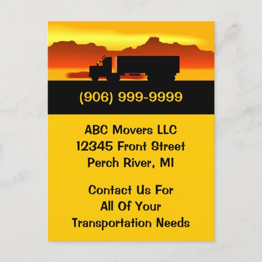 郵便はがきの移動トラックの引越し業者の輸送ビジネスPC ポストカード (正面)