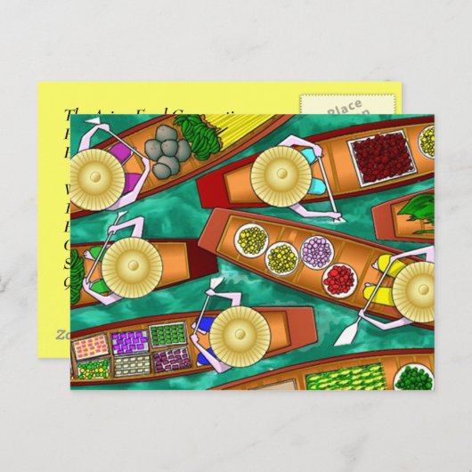 郵便はがきの~のアジア農産物の食料品店開いたビジネス 案内ポストカード (正面/裏面)