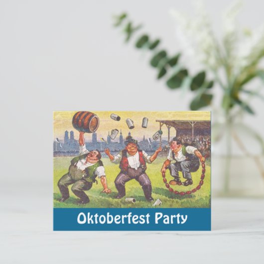 郵便はがきのOctoberfestのパーティーのオクトーバーフェストのお祝い インビテーションポストカード (スタンド正面)