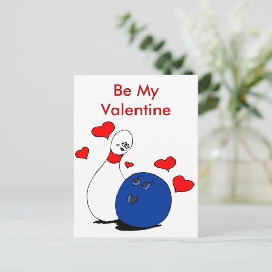 郵便はがきバレンタインのボーリング・ピンおよび球 シーズンポストカード (スタンド正面)