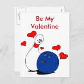 郵便はがきバレンタインのボーリング・ピンおよび球 シーズンポストカード (正面/裏面)