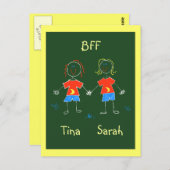 郵便はがきパーソナライズなBFFの友情の表現のPC ポストカード (正面/裏面)