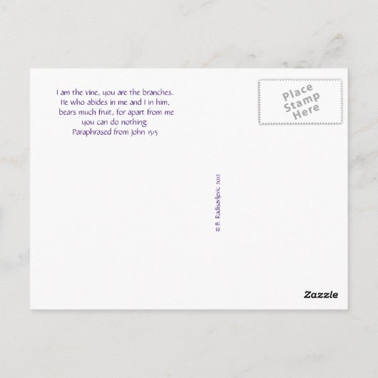 郵便はがき: つる植物の耕作されたブドウ、ジョン15を乾燥して下さい ポストカード (裏面)