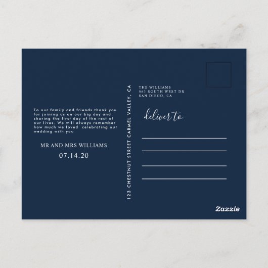 郵便はがき ウェディング 結婚式の感謝状 + 写真の書き込み ポストカード (裏面)