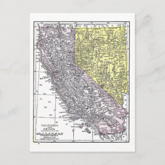 郵便はがき: カリフォルニアおよびネバダ1921年の地図 ポストカード