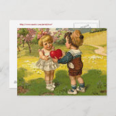 郵便はがき-バレンタインの愛小さい男の子の女の子のハート シーズンポストカード (正面/裏面)