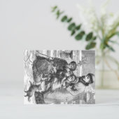 郵便はがき-冬場面家族 ポストカード (スタンド正面)