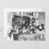 郵便はがき-冬場面家族 ポストカード (正面/裏面)