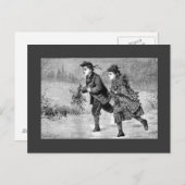 郵便はがき-冬場面黒及び白 ポストカード (正面/裏面)