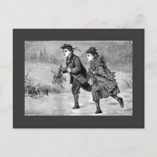 郵便はがき-冬場面黒及び白 ポストカード