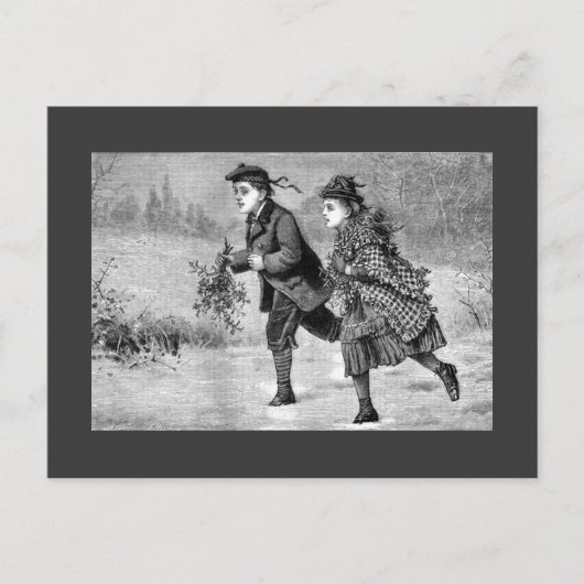 郵便はがき-冬場面黒及び白 ポストカード (正面)