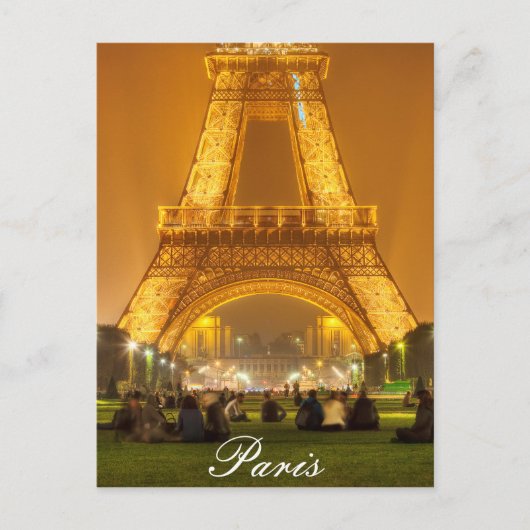 郵便はがき|夜|パリのエッフェル塔 ポストカード (正面)