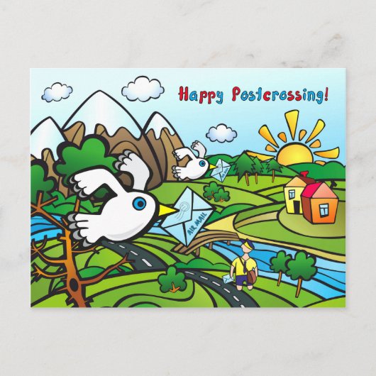 郵便はがき"幸せなPostcrossing!" -ハトポスト ポストカード (正面)