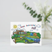 郵便はがき"幸せなPostcrossing! " ポストカード (スタンド正面)