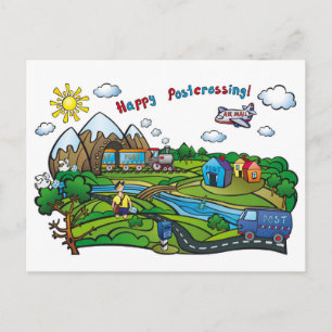 郵便はがき"幸せなPostcrossing! " ポストカード