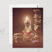 郵便はがき: "本"を読んでいるマウス ポストカード (正面/裏面)