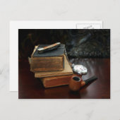 郵便はがき: 管の喫煙およびヴィンテージの本 ポストカード (正面/裏面)