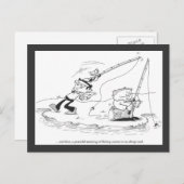 郵便はがき-魚釣りの漫画-突然の端 ポストカード (正面/裏面)