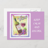 郵便はがき- VINO!  メルローで私がありました! ポストカード (正面/裏面)