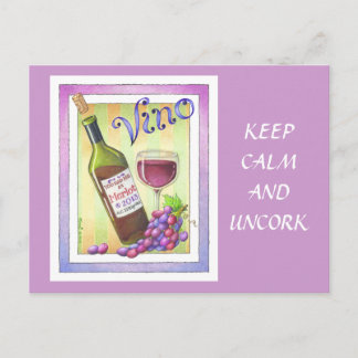 郵便はがき- VINO! メルローで私がありました! ポストカード