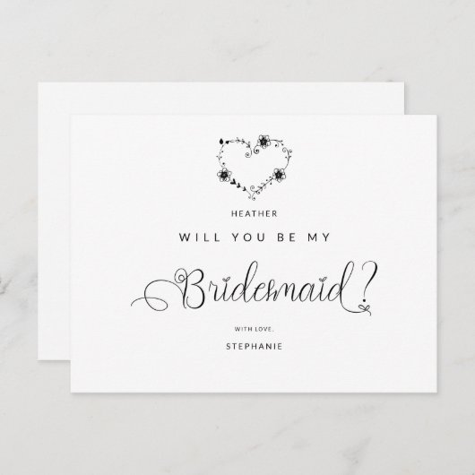 郵便は私の花嫁の黒いハートおもしろいになる ポストカード (正面/裏面)