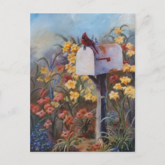 郵便を待つカーディナル ポストカード (正面)
