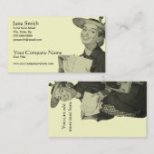 郵便を握っているレトロの女性 名刺 (正面/裏面)