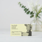 郵便を握っているレトロの女性 名刺 (スタンド正面)