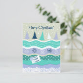 郵便キャリアの雪片Scrapbookgのためのクリスマス シーズンポストカード (スタンド正面)