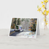 郵便トラックのクリスマスカード カード (黄色い花)
