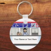郵便パーソナライズされたカウンターの女性漫画 キーホルダー (正面)