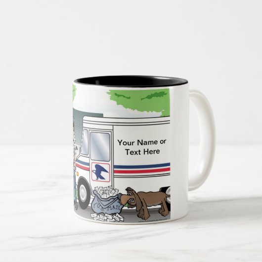 郵便パーソナライズされた員 – 男性漫画 ツートーンマグカップ (正面右)