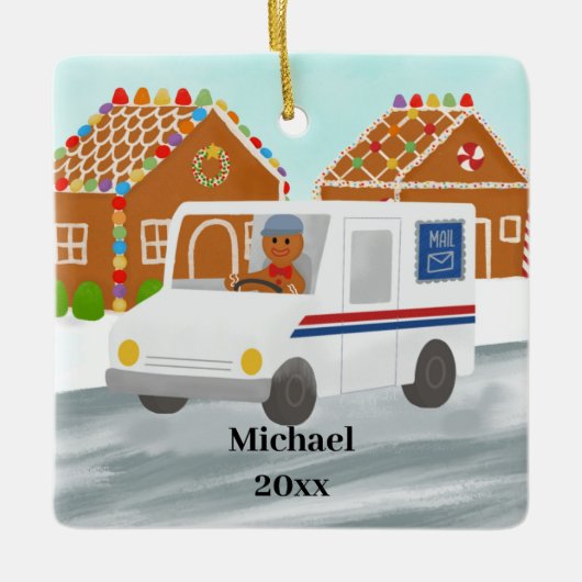 郵便パーソナライズされた郵便クリスマス セラミックオーナメント (正面)