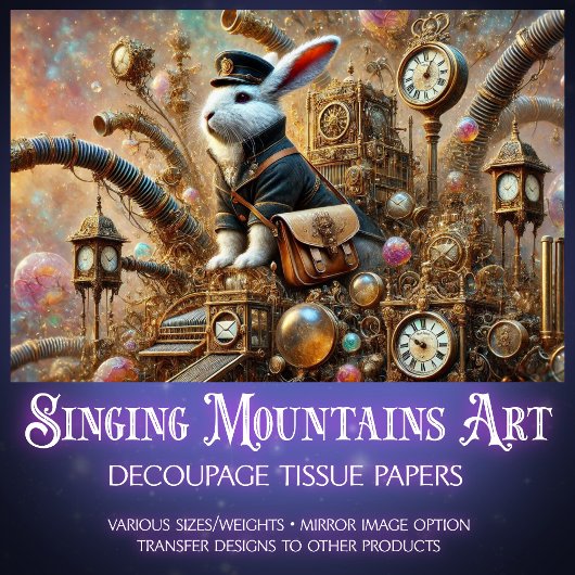 郵便ビクトリアンウサギSteampunk Decompage 薄葉紙