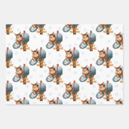 郵便ポストの中のハッピーホリデーズバニー ラッピングペーパーシート