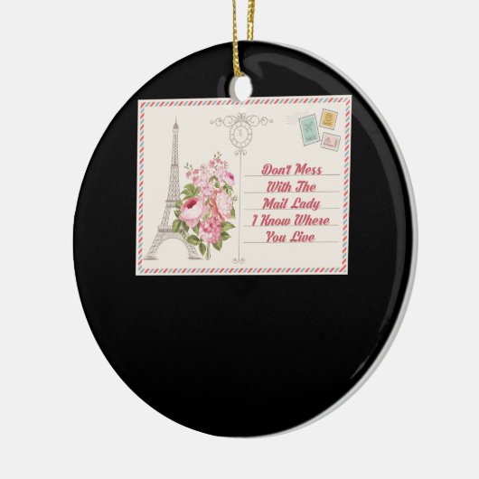 郵便レディーキャリアメール郵便で混乱しない セラミックオーナメント (左)